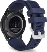 Pulseira compatível com Samsung Galaxy Watch 3 45 mm/Gear S3 Frontier/Clássico/Relógio Galaxy 46 mm/Huawei Watch GT2 Pro/GT 46 mm/GT2 46 mm/TicWatch Pro 3, pulseira de silicone com ajuste de 22 mm, azul meia-noite
