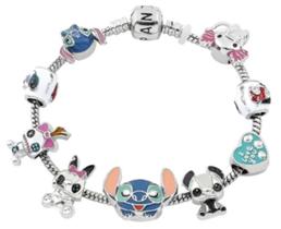 Pulseira Completa Com Berloques Lilo Stitch Disney 21cm