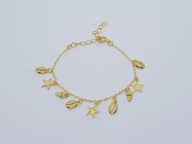 Pulseira concha e estrela do mar banhado a Ouro 18k