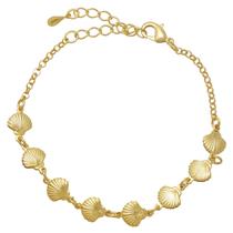 Pulseira Conchas Duplas Folheado em Ródio ou Ouro 18k SoftJoias