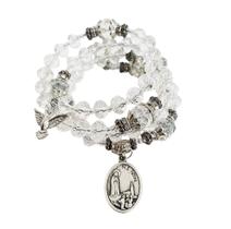 Pulseira Consagração Terço 5 mistérios com cristais e Medalha Nossa Senhora Fátima Pastorinhos