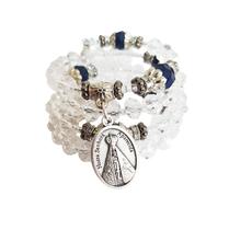 Pulseira Consagração Terço 5 mistérios cristais medalha Nossa Senhora Aparecida