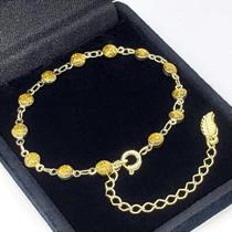 Pulseira Contas Ouro Antigo Glitter Banho Ouro 18k 2225