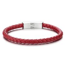 Pulseira COOLSTEELANDBEYOND de couro trançado vermelho fino Pulseira COOLSTEELANDBEYOND de couro trançado vermelho fino