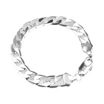 Pulseira cor prata lateral pulseira de prata 6mm8mm10mm pulseira masculina e feminina joias