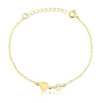 Pulseira Coração Com Ponto De Luz Folheada A Ouro Pulseira Coração Com Ponto De Luz Folheada A Ouro