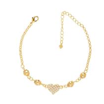 Pulseira Coração Com Strass Lembrança Madrinha Folheado Ouro