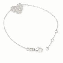 Pulseira Coração Cravejado em Prata de Lei com Zircônias