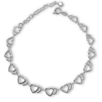 Pulseira Coração Duplo Vazado Folheada A Prata