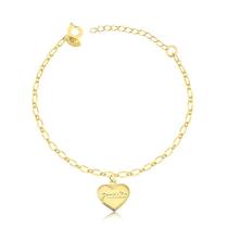 Pulseira Coração Escrita Gratidão Folheada A Ouro