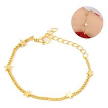 Pulseira Coração Estrela Luxo Feminina Banhada Ouro Moda Exclusiva