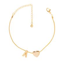 Pulseira Coração Inicial Madrinha Folheado A Ouro 18k