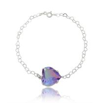 Pulseira coração lilás em prata