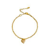 Pulseira Coração Lumière Banhada a Ouro 18K - Pingente Cravejado - Semijoia Pulseira Coração Lumière Banhada a Ouro 18K - Pingente Cravejado - Semijoia