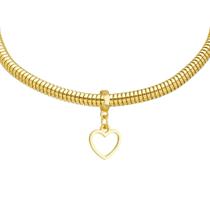 Pulseira Coração Vazado Berloque Banhado a Ouro 18k Pulseira Coração Vazado Berloque Banhado a Ouro 18k