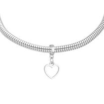 Pulseira Coração Vazado Berloque Banhado a Prata 925 Pulseira Coração Vazado Berloque Banhado a Prata 925