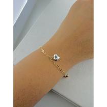 Pulseira Corações em Ouro 18K 750 com 3 Pingentes 19cm Pulseira Corações em Ouro 18K 750 com 3 Pingentes 19cm