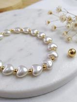 Pulseira Corações Perolados Cor:Perola Pulseira Corações Perolados Cor:Perola