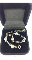 Pulseira Corações Zircônia Banhada a Ouro 19cm
