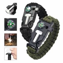 Pulseira corda de sobrevivência paracord c/ acendedor fogo, bússola, apito e serrote Pulseira corda de sobrevivência paracord c/ acendedor fogo, bússola, apito e serrote