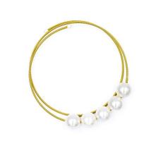 Pulseira corda violao e perola folheado á ouro 18k