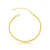 Pulseira Cordão Baiano 2,5mm Banhado a Ouro 18k