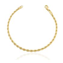 Pulseira Cordão Baiano 3mm Banhada a Ouro