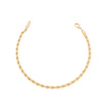 Pulseira Cordão Baiano 3mm Banhada a Ouro