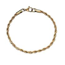 Pulseira Cordão Baiano Torcido 4mm Banhado a Ouro Aço Inox Pulseira Cordão Baiano Torcido 4mm Banhado a Ouro Aço Inox