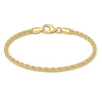 Pulseira Cordão Baiano Torcido Folheada Ouro 18k 2mm