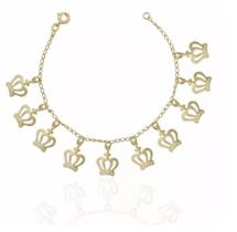 Pulseira Coroas Princesa Delicada Folheado Ouro 18k
