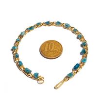 Pulseira Corrente Apatita Azul Natural Dourado Pedra Pulseira Corrente Apatita Azul Natural Dourado Pedra