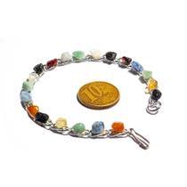 Pulseira Corrente Colada Mista Natural Montagem Prateado Pulseira Corrente Colada Mista Natural Montagem Prateado