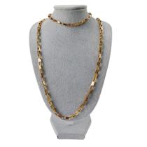 Pulseira + Corrente Colar Grumet Cubo 6mm Folhado D14