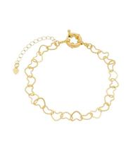 Pulseira Corrente de Corações com Fecho de Boia Banhada em Ouro 18K