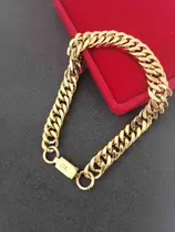 Pulseira Corrente De Pulso Masculina Dourada Grossa Grumet