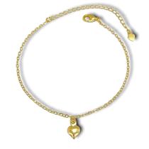 Pulseira Corrente e Coração Liso Banhada a Ouro 18k Semijoia