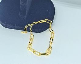 Pulseira Corrente Elo Grossa Feminino/Masculino Folheado Ouro 18k Dourado Adulto/Infantil Tendência