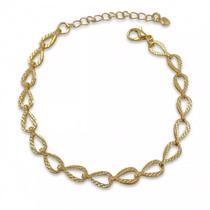 Pulseira Corrente Gota Trabalhada Banhada a Ouro 18K