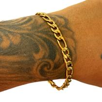 Pulseira Corrente Masculina 3x1 Bracelete folhedada Ouro 6mm