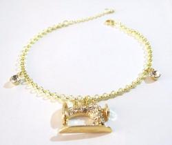 Pulseira Costureira Máquina De Costura Folheado A Ouro 18k Pulseira Costureira Máquina De Costura Folheado A Ouro 18k