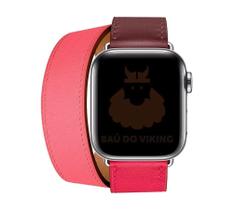 Pulseira Couro Duas Voltas Double Tour Compatível com iWatch