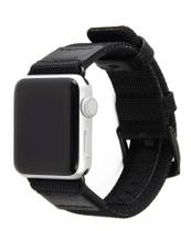 Pulseira Couro e Lona Compatível Com Apple Watch 42mm 44mm 45mm Cor Preto