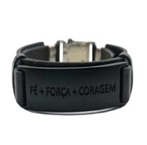 Pulseira Couro Fé + Força + Coragem sofisticado novidade Fé