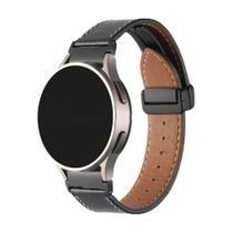 Pulseira Couro Fecho Magnetico Preto compativel com Samsung Galaxy Watch 5 e Samsung Galaxy Watch 4