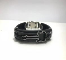 Pulseira Couro Guitarra Violão Música Verniz Masculina