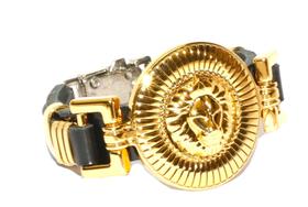 Pulseira Couro Leão De Juda Grande Verniz Gospel Regulável