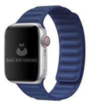 Pulseira Couro Link Compatível com Apple Watch 38mm 40mm Azul