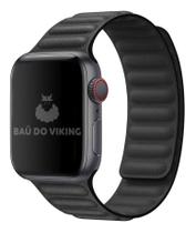 Pulseira Couro Link Compatível com Apple Watch 42mm 44mm Preta Pulseira Couro Link Compatível com Apple Watch 42mm 44mm Preta