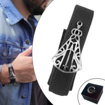 Pulseira Couro Masc Country Ajustável N Senhora Mãe Preto